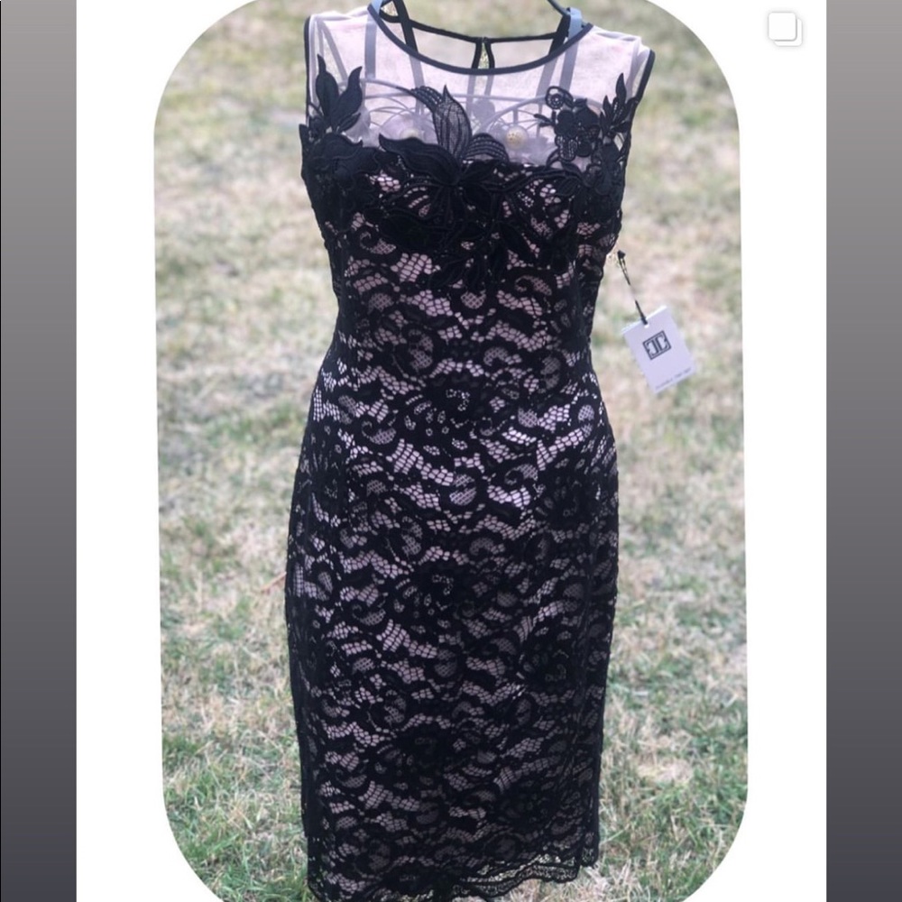 Black and Nude Lace Dress